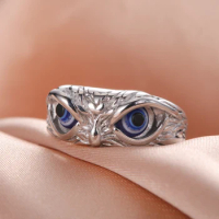 Dreamtimes Retro Special Design Owl Ring Stainless Steel Lovely Engagement Ring for Men and Women Jewelry Gift