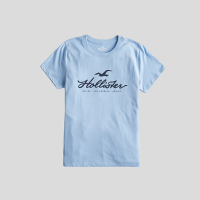 Hollister 海鷗 HCO 熱銷印刷文字海鷗圖案短袖T恤(女)-水藍色