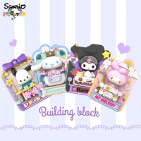 MINISO Sanrio Building Blocks Kuromi Melody Pacha Dog Cinnamoroll Model Animation Peripheral Children's Toys Birthday Gifts