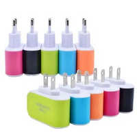 2018 colorful EU US Plug 5V 2A 3 USB Triple Port Wall Home Travel AC Charger Adapter mobile phone charger for iPhone 500pcs/lot