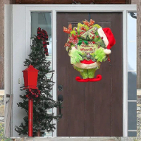Hot Selling Christmas Plush Wreath Creative Elf Legs Arm Garland Front Door Hanging Decoration Xmas Best Gift