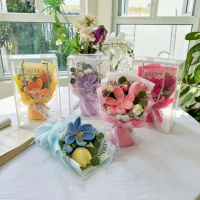 【天使愛美麗】手工針織康乃馨玫瑰鬱金香花束毛線花束 永生花(母親節情人節告白畢業禮盒裝)