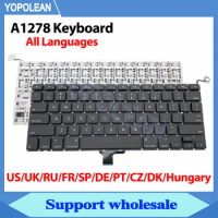 New A1278 Keyboard For MacBook Pro 13'' A1278 US UK French Italy German Russian Spain Hungarian Swedish Keyboard 2009-2012 Year