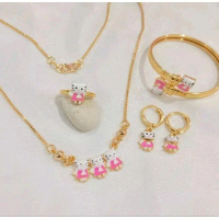 Set Perhiasan Anak H k Pink Putih Gold Titanium