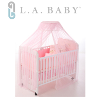 【美國 L.A. Baby】豪華全罩式嬰兒床蚊帳(加大加長型/淡粉色)