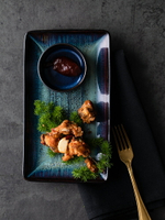 朵頤 歐式陶瓷壽司盤漸變長條盤菜盤創意甜品點心平盤西餐盤家用1入