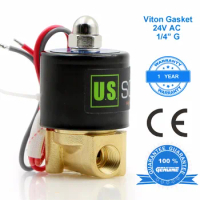 U.S. Solid 1/4" 24 V AC Brass Electric Solenoid Valve Normally Closed for Water, Air, Diesel, CE Certified
