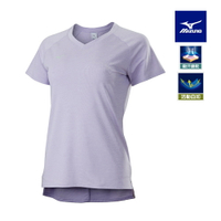 女瑜珈短袖T恤 K2TAB20269（粉紫）【美津濃MIZUNO】