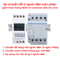 (Combo)bộ chuyển đổi  nguồn điện tự động không gây mất điện gồm Timer tháng NKG5 + Cong 2NO/2NC 63A 
