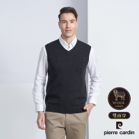 Pierre Cardin皮爾卡登 男款 純羊毛雙面穿V領針織毛衣背心-深灰色(5225401-98)