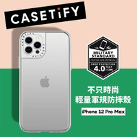 【磐石蘋果】Casetify iPhone 12 / 12 Pro 輕量耐衝擊保護殼-透明(黑)