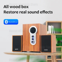 2.1 Wooden Subwoofer Bookshelf Speakers Home Desktop Wireless Bluetooth Speaker Laptop Portable Hi-Fi USB Wired Amplifiers