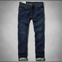 美國百分百【Abercrombie &amp; Fitch】牛仔褲 AF 直筒 長褲 深藍 刷白 刷色 男 30腰 C619