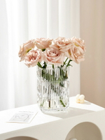 輕奢高級感花瓶擺件客廳插花玻璃透明水晶水養玫瑰鮮花ins風