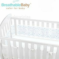 英國【BreathableBaby】透氣嬰兒床圍 全包型 (18434滿天星藍款)【紫貝殼】