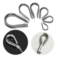Silver Stainless Steel Cable Wire Rope Clamp, Thimbles Rigging Hardware, Chicken Heart Ring, Fixing Workpiece, M2 to M8, 10 Pcs