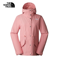 【The North Face 官方旗艦】北面女款粉色防水透氣保暖可收腰連帽三合一外套｜7QSMOXM