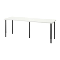 LAGKAPTEN/OLOV 書桌/工作桌, 白色/黑色, 200x60 公分