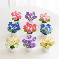 Hand-knitted Potted Plant Finished Crochet Flower Pot DIY Handmade Crafts Desktop Wedding Office Decor Decoração Para Casa