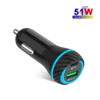 51W Fast Car Charger USB-C PPS/PD 33W/25W/20W Quick Charging Adapter For iPhone 12 Pro Max 11 XS Max SAMSUNG Note 20 S20+ QC3.0