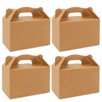 10/20PCS Candy Treat Boxes Kraft Paper Party Favor Gift Boxes with Handles for Birthday Christmas Cardboard Box Goodies Boxes