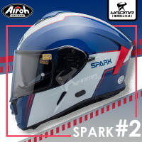 Airoh安全帽 SPARK #2 藍白 藍紅白藍 內置墨鏡 內鏡 亞版 雙D扣 台灣公司貨 全罩 藍牙耳機孔 耀瑪騎士