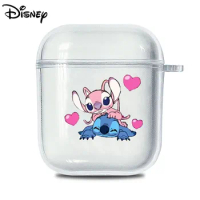 Disney Lilo &amp; Stitch Angel Earphones Case for Apple AirPods 2 1 AirPods Pro 2 Transparent Anti-fall Headphones Protective Cover