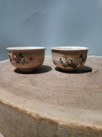 日本回流瓷器古董明治大正時期薩摩燒茶器茶具。薩摩古董茶杯茶碗1246