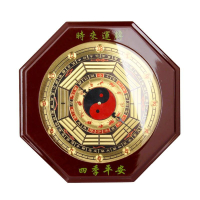 【良品舎】全館免運 開發票 保售後 八卦鐘羅盤鐘表桃木太極鐘鐘羅盤鐘掛鐘臺式鐘表客廳中式