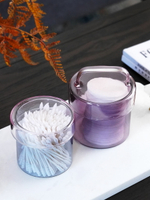 北歐時尚簡約彩色高硼硅玻璃棉簽罐化妝棉收納罐 糖果玻璃儲物罐