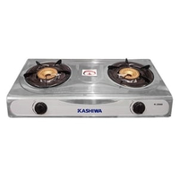 คาชิวา เตาแก๊สหัวทองเหลืองคู่ หน้าสแตนเลส รุ่น K-2000