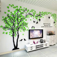 3D Mirror Wallpaper Wall Sticker Tree For Living Room Decals DIY Acrylic Art TV Background Wall Poster Home Decoration Bedroom
