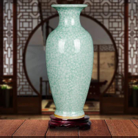 Jingdezhen Ceramic Vase Ornaments Flower Arranging Antique Official Kiln Opening Crack Chinese Style Living Room Decoration vase