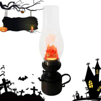Portable Halloween Pumpkin Night Light Handheld Oil Lamp Decorative Candle Lanterns Retro Small Oil Lamp Portable Lantern