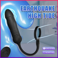 Telescopic Anus Vibrator Prostate Massager Cock Vibrator Ring Buttplug Dildo Wireless Control Anal Plug Vibrator Sex Toy for Men