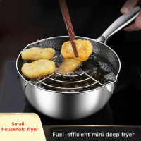 18cm Deep Fryer Pot Multipurpose Japanese Tempura Fryer Pan Stainless Steel Soup Pot Food Non Stick Pot Noodle Milk Cooking Pot