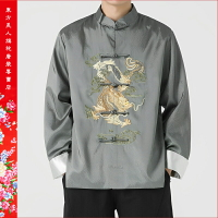【台灣出貨】男士中式外套 唐裝漢服 祥龍飛騰刺繡 (四色) 超低價650元 💮東方美人💮