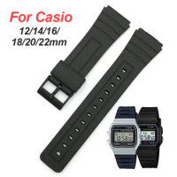 18 20 22mm Silicone Bracelet for CASIO W800H SGW400 Wristband for F84 F91W AE1200/1300 A158/168 F105/108 Resin Strap 12 14 16mm