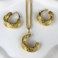 TITI Italian Gold Plated Jewelry Set For Women Luxury Classic Design Dubai Pendant Necklace Earrings