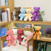 30CM Color Small Teddy Bear Plush Toy Short Hair Cute Birthday Wedding Gift Bear Doll Ribbon Bear Festival Gift