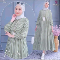 MIDI DRESS GARIS JAWANI SALUR PREMIUM // BAHAN KATUN MICRO HALUS LEMBUT SALUR SALUR Gamis Pesta Musl