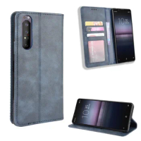 For Sony Xperia 1 II Case Wallet Flip Style Imprint Vintage Leather Phone Back Cover For Sony Xperia1 II 1II with Photo Frame