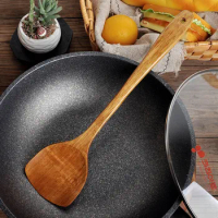 Long Wooden Scoop Cooking Rice Spatula Scoop Kitchen Utensil Non-Stick Hand Wok Log Color Shovel Kitchen Accessories Tools