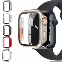 Case+Glass For Apple Watch 8 7 45mm 41mm Upgrade To Apple Watch Ultra 49mm Screen Protector PC Cover iWatch SE2 6 5 4 44mm 40mm