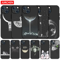 JURCHEN Silicone Phone Case For Apple iPhone 13 Fashion Cartoon Printing For iPhone 13 Mini TPU Thin Black Cover For 13 Pro Max
