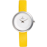 OBAKU 雅悅媛式時尚腕錶-白x黃色錶帶/27mm