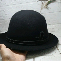 Topi laken bulat topi bulat topi bowler topi laken asli topi wol pria wanita