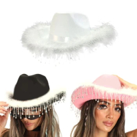 Cowgirl Hats Tassels Party Fedora Caps for Bachelorette Fedora Hat