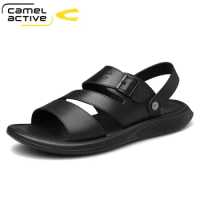Camel Active New Genuine Leather Sandals Fashion Men Casual Sandals Elastic Lightweight Beach Men's Sandals Men Shoes
