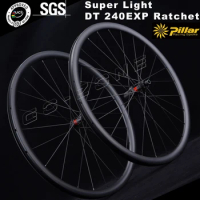 700c Road DT 240 Carbon Wheelset Disc Brake Pillar 1423 Ultralight 25mm / 26mm Width Center Lock UCI Approved Bicycle Wheels